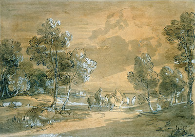 An Open Landscape with Travellers on a Road, Undated | Gainsborough | Giclée Paper Print