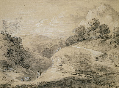 A Hilly Landscape with Shepherd and Sheep, n.d. | Gainsborough | Giclée Papier-Kunstdruck