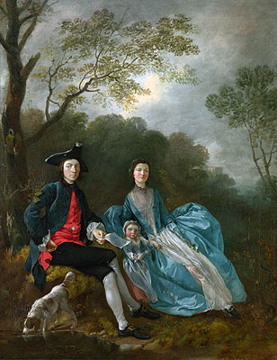 Portrait of the Artist with his Wife and Daughter, a.1748 | Gainsborough | Giclée Leinwand Kunstdruck