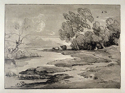 Wooded River Landscape with Shepherds and Sheep, n.d. | Gainsborough | Giclée Papier-Kunstdruck