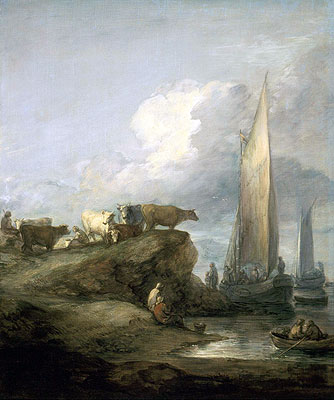 Coastal Scene with Shipping and Cattle, c.1781/82 | Gainsborough | Giclée Leinwand Kunstdruck