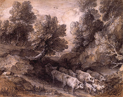 Wooded Landscape with Cattle and Goats, Undated | Gainsborough | Giclée Paper Print