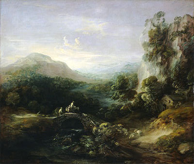 Mountain Landscape with Bridge, c.1783/84 | Gainsborough | Giclée Leinwand Kunstdruck