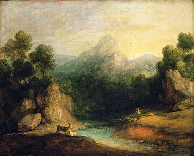 Pastoral Landscape (Rocky Mountain Valley with a Shepherd, Sheep, and Goats), c.1783 | Gainsborough | Giclée Canvas Print