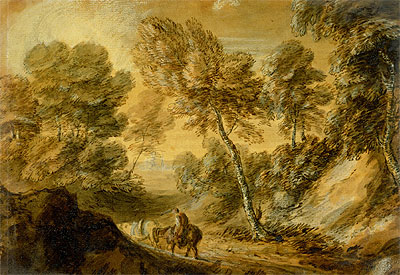 Wooded Landscape with Horseman and Pack Horse, c.1770 | Gainsborough | Giclée Papier-Kunstdruck