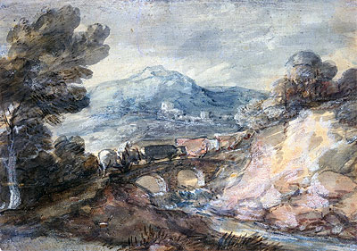 Landscape with Cattle Crossing a Bridge, 1785 | Gainsborough | Giclée Papier-Kunstdruck