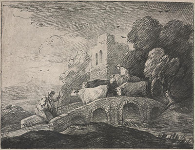 Wooded Landscape with Herdsmen Driving Cattle, c.1779/80 | Gainsborough