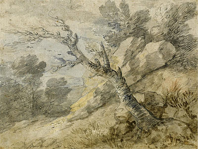 Landscape with Rocks and Tree Stump, n.d. | Gainsborough | Giclée Papier-Kunstdruck