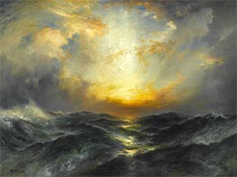 Sunset at Sea, 1906 von Thomas Moran | Leinwand Kunstdruck