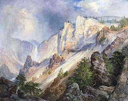 A Passing Shower in the Yellowstone Canyon, 1903 by Thomas Moran | Canvas Print