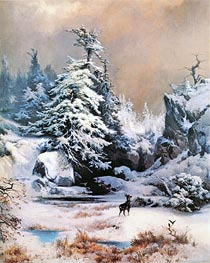 Winter in the Rockies, 1867 by Thomas Moran | Canvas Print