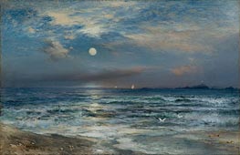 Moonlight Seascape | Thomas Moran | Painting Reproduction