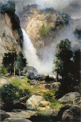 絵画 Spectacular Waterfall Waterfall Landscape Art, Twin Peaks Waterfalls, Clear Water