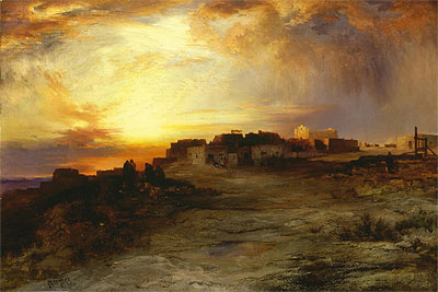 Pueblo at Sunset (Laguna), 1901 | Thomas Moran | Giclée Leinwand Kunstdruck