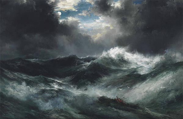 Mondschein Schiffbruch am Meer, 1901 | Thomas Moran | Giclée Leinwand Kunstdruck