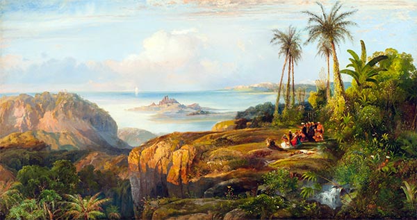 Columbus nähert sich San Salvador, 1860 | Thomas Moran | Giclée Leinwand Kunstdruck