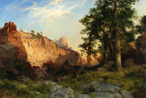 Coconino Pines and Cliff, Arizona, 1902 | Thomas Moran | Giclée Canvas Print