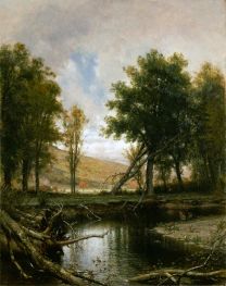 Landscape with Stream and Deer, c.1877 by Thomas Worthington Whittredge | Canvas Print