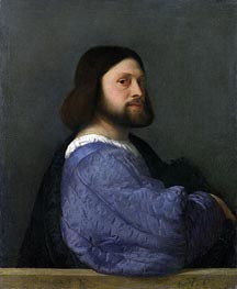 Ein Mann mit gestepptem Ärmel (Ariosto) | Titian | Gemälde Reproduktion