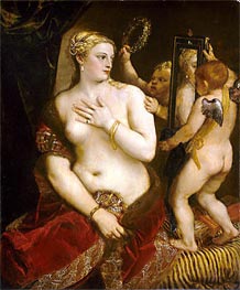 Venus vor dem Spiegel, 1555 von Titian | Leinwand Kunstdruck