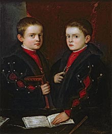 Portrait of Gerolamo Melchiorre and his Brother Francesco Santo da Pesaro, c.1544 von Titian | Leinwand Kunstdruck