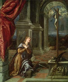 St. Katharina von Alexandrien im Gebet, c.1567 von Titian | Leinwand Kunstdruck