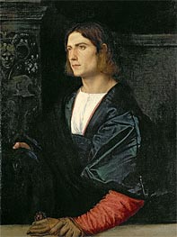 Junger Mann mit Mütze und Handschuhe, c.1515 von Titian | Leinwand Kunstdruck