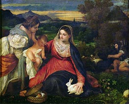Madonna and Child with St. Catherine (The Virgin of the Rabbit), c.1530 von Titian | Leinwand Kunstdruck