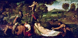 Pardo Venus or Jupiter and Antiope, 1560 von Titian | Leinwand Kunstdruck