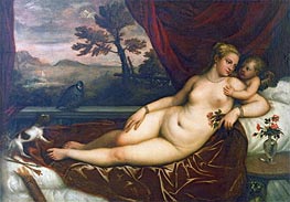 Venus und Amor, n.d. von Titian | Leinwand Kunstdruck