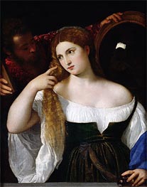 Woman with a Mirror, c.1512/15 von Titian | Leinwand Kunstdruck