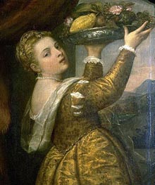 Girl with a Basket of Fruits (Lavinia) | Titian | Gemälde Reproduktion
