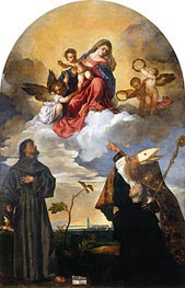 Madonna and Child with Saint Francis and the Donor Luigi Gozzi with Saint Alvise, n.d. von Titian | Leinwand Kunstdruck