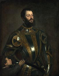 Portrait of Alfonso d'Avalos, Marchese del Vasto, in Armor with a Page | Titian | Painting Reproduction