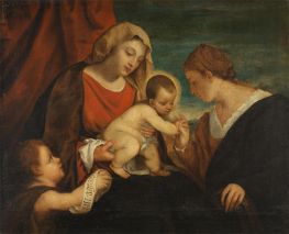 Die Verlobung der hl. Katharina, n.d. von Titian | Leinwand Kunstdruck