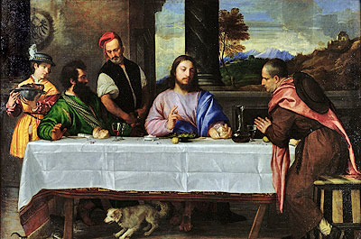 Das Abendmahl in Emmaus, c.1535 | Titian | Giclée Leinwand Kunstdruck