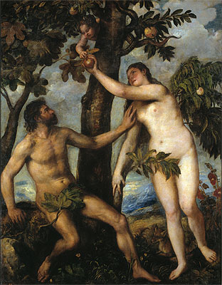 Adam and Eve, c.1550 | Titian | Giclée Leinwand Kunstdruck