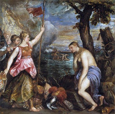 Religion Saved by Spain, c.1572/75 | Titian | Giclée Leinwand Kunstdruck