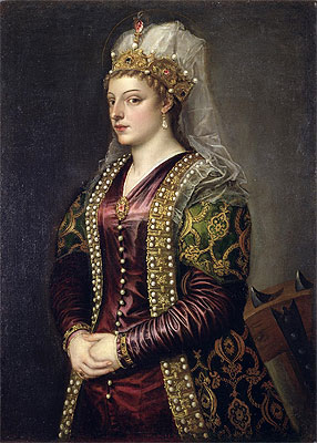 Portrait of Caterina Cornaro dressed as St. Catherine of Alexandria, c.1542 | Titian | Giclée Leinwand Kunstdruck
