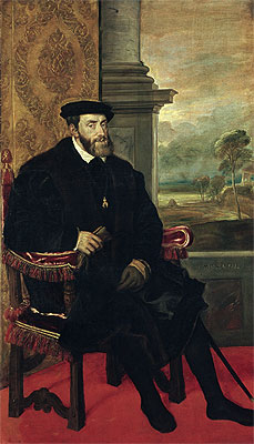 Seated Portrait of Emperor Carlos V, 1548 | Titian | Giclée Leinwand Kunstdruck