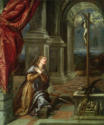 St. Katharina von Alexandrien im Gebet, c.1567 | Titian | Giclée Leinwand Kunstdruck