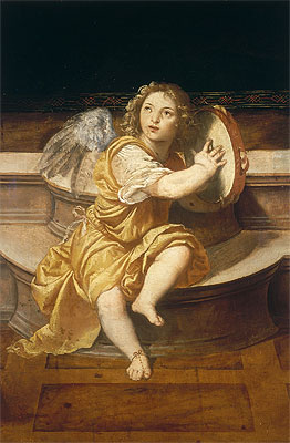 Angel with Tambourine, n.d. | Titian | Giclée Leinwand Kunstdruck