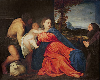 Virgin and Infant with Saint John the Baptist and Donor, n.d. | Titian | Giclée Leinwand Kunstdruck