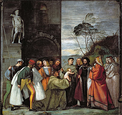 The Miracle of the Speech of the Newborn Child, 1511 | Titian | Giclée Leinwand Kunstdruck
