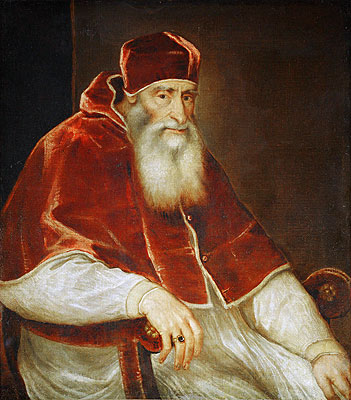 Pope Paul III Farnese, a.1546 | Titian | Giclée Leinwand Kunstdruck