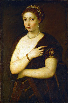 Young Woman with Fur, c.1535 | Titian | Giclée Leinwand Kunstdruck