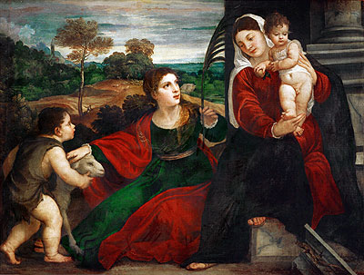 Madonna and Child with Saint Agnes and Saint John Baptist, undated | Titian | Giclée Canvas Print