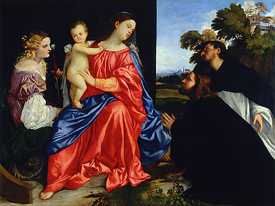 Sacra Conversazione (Virgin and Child with Saints Catherine and Dominic), c.1512/14 | Titian | Giclée Leinwand Kunstdruck