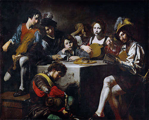 Konzert um das Bas-Relief, c.1622/25 | Valentin de Boulogne