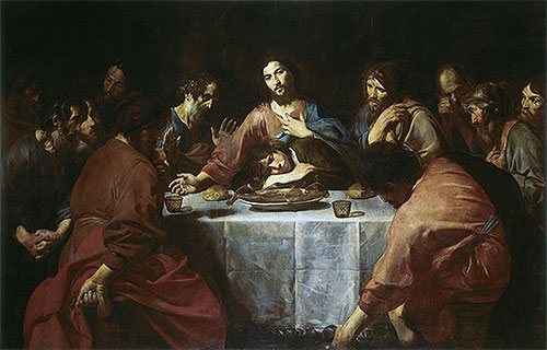 Valentin de Boulogne | Last Supper, 1625 | Giclée Canvas Print